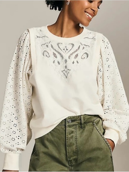 Pilcro Tops - Pilcro Anthropologie Eyelet Lace Long-Sleeve Top